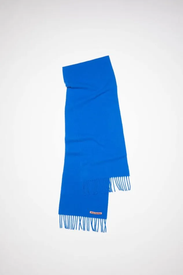 Acne Studios Scarves Woman Fringe Wool Scarf 8211 Skinny Royal Blue