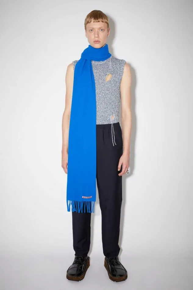 Acne Studios Scarves Woman Fringe Wool Scarf 8211 Skinny Royal Blue