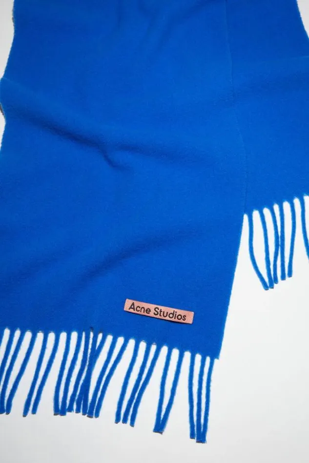 Acne Studios Scarves Woman Fringe Wool Scarf 8211 Skinny Royal Blue