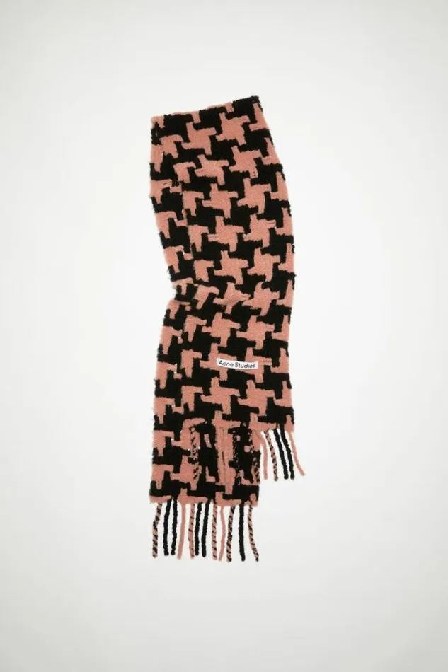 Acne Studios Scarves Woman Houndstooth Scarf BlackPink