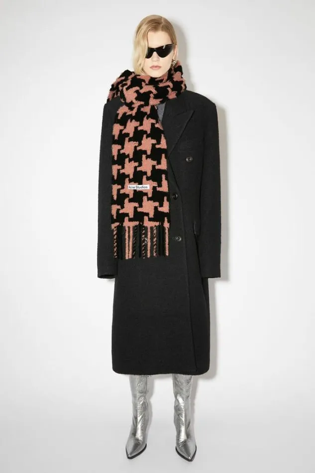 Acne Studios Scarves Woman Houndstooth Scarf BlackPink