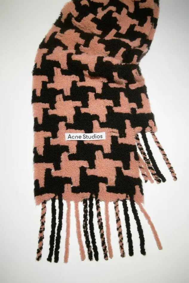 Acne Studios Scarves Woman Houndstooth Scarf BlackPink