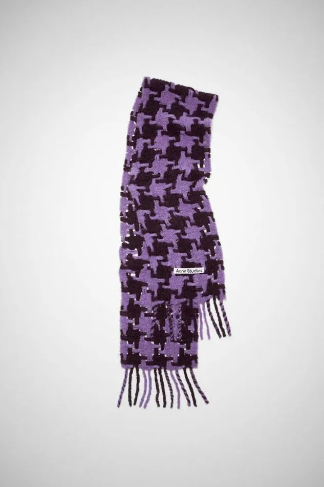Acne Studios Scarves Woman Houndstooth Scarf LilacBurgundy