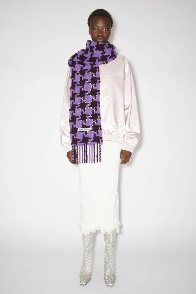 Acne Studios Scarves Woman Houndstooth Scarf LilacBurgundy
