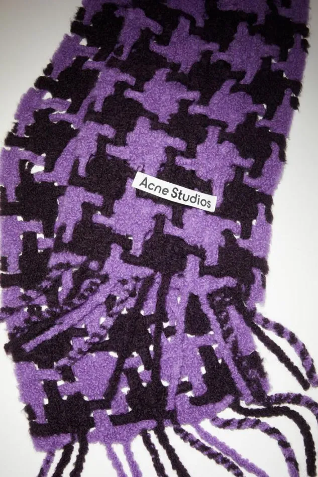 Acne Studios Scarves Woman Houndstooth Scarf LilacBurgundy