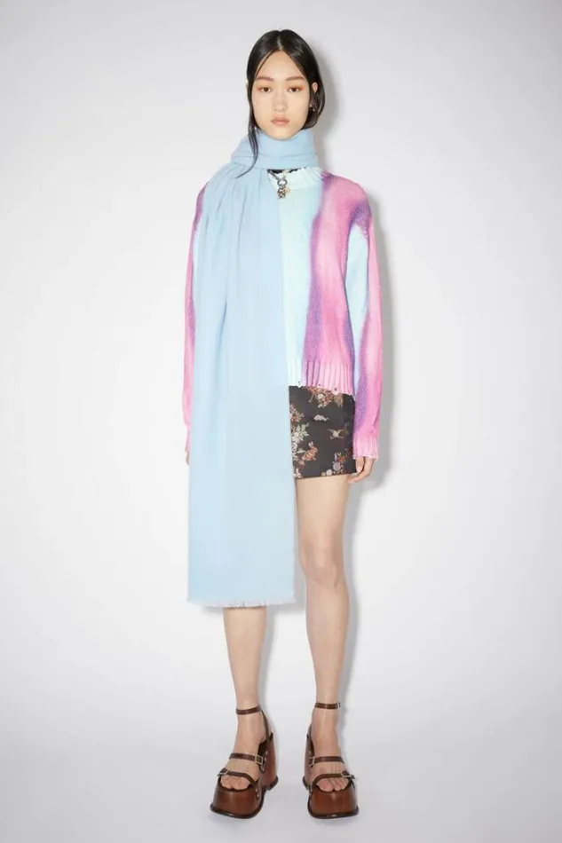 Acne Studios Scarves Woman Light Wool Scarf 8211 Oversized Light Blue