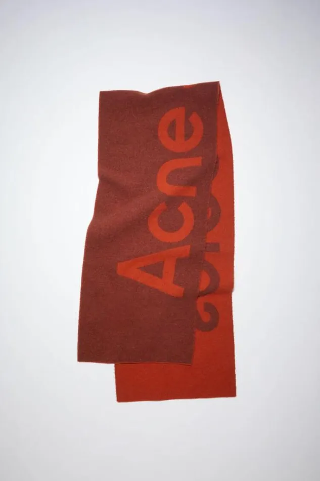 Acne Studios Scarves Woman Logo Jacquard Scarf 8211 Narrow Rust BrownRust Orange