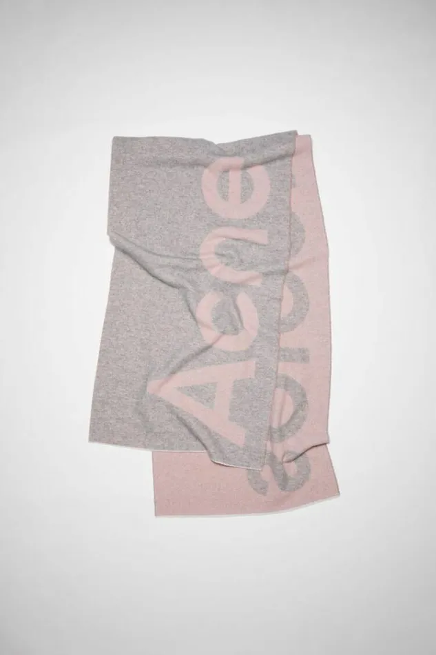 Acne Studios Scarves Woman Logo Jacquard Scarf Light PinkGrey