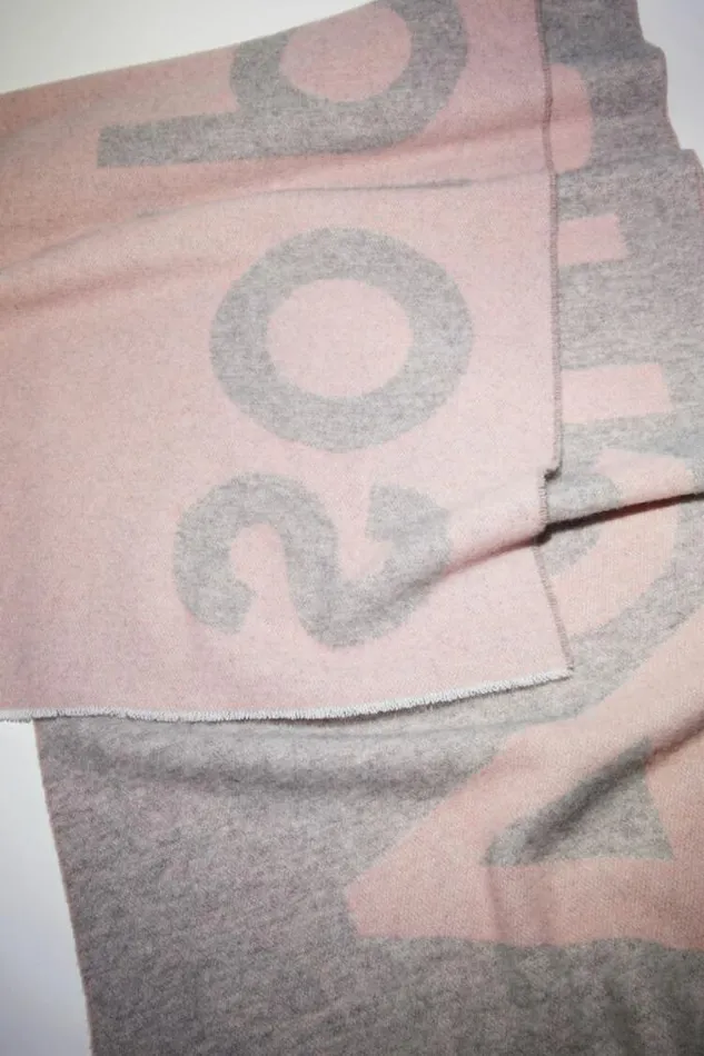 Acne Studios Scarves Woman Logo Jacquard Scarf Light PinkGrey