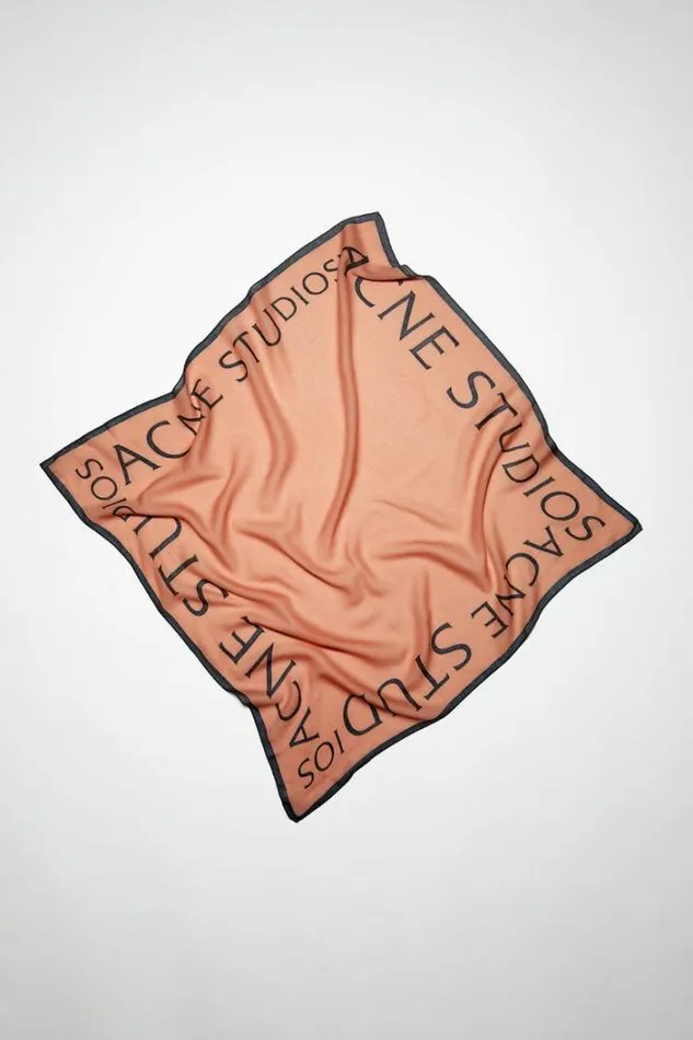 Acne Studios Scarves Woman Logo Wool Square Scarf Blush Pink