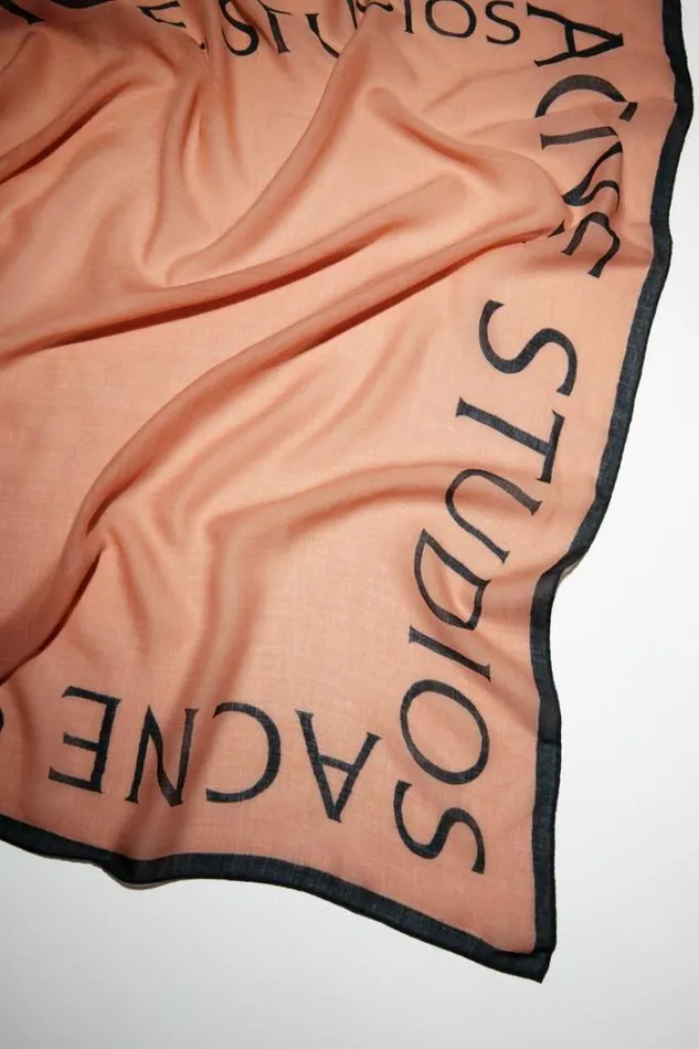 Acne Studios Scarves Woman Logo Wool Square Scarf Blush Pink