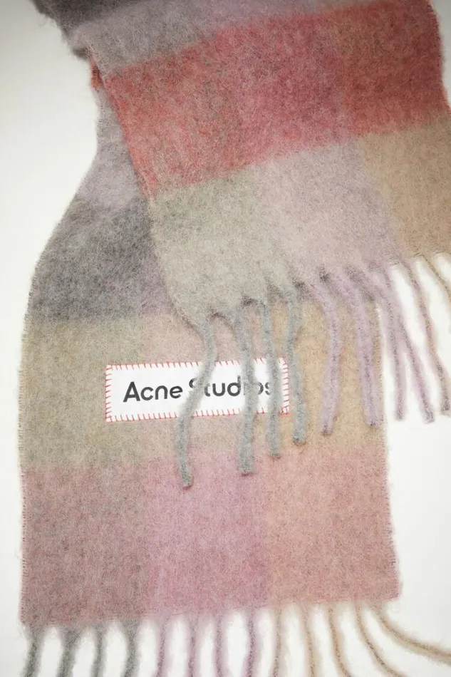 Acne Studios Scarves Woman Mohair Checked Scarf FuchsiaLilacPink