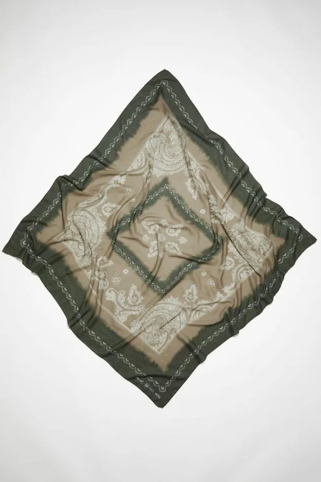 Acne Studios Scarves Woman Printed Scarf Khaki GreenTaupe Beige
