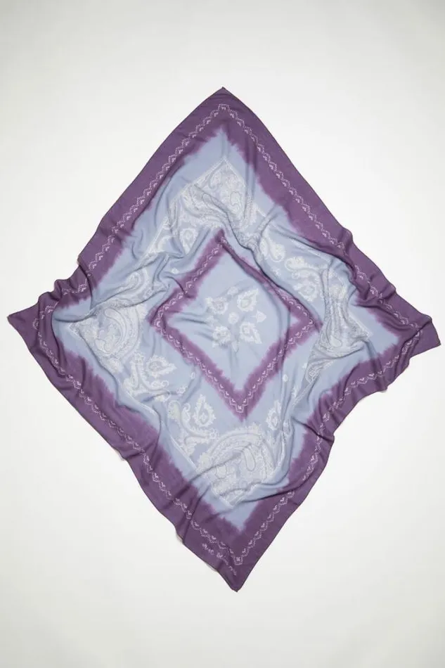 Acne Studios Scarves Woman Printed Scarf Violet PurpleDusty Blue