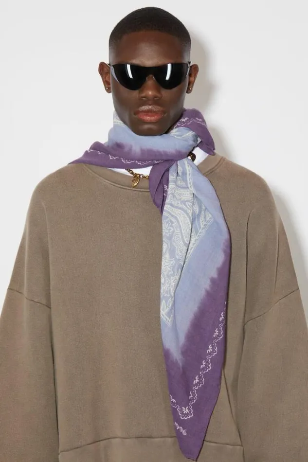 Acne Studios Scarves Woman Printed Scarf Violet PurpleDusty Blue