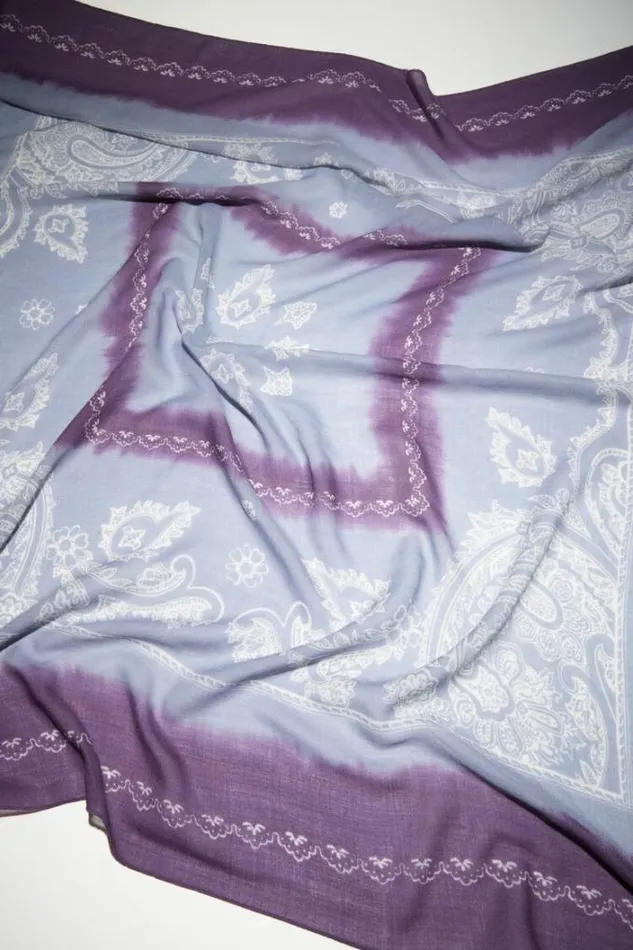 Acne Studios Scarves Woman Printed Scarf Violet PurpleDusty Blue