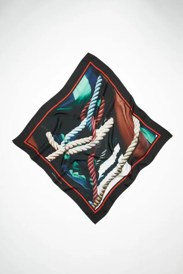 Acne Studios Scarves Woman Printed Silk Scarf BlackMulti