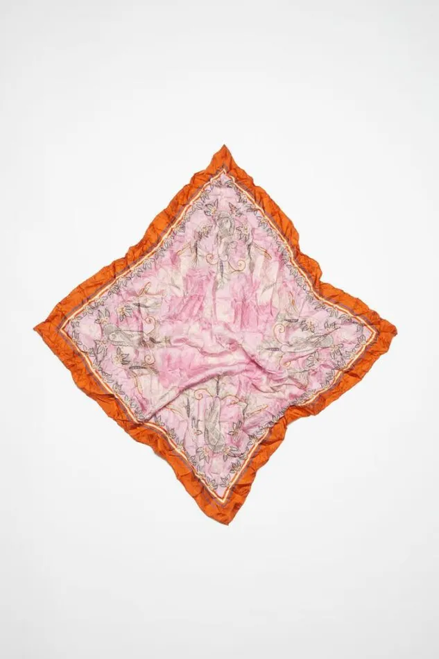 Acne Studios Scarves Woman Printed Silk Scarf Bright Orange