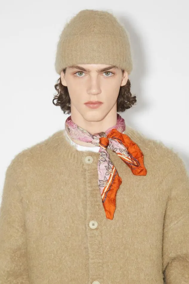 Acne Studios Scarves Woman Printed Silk Scarf Bright Orange