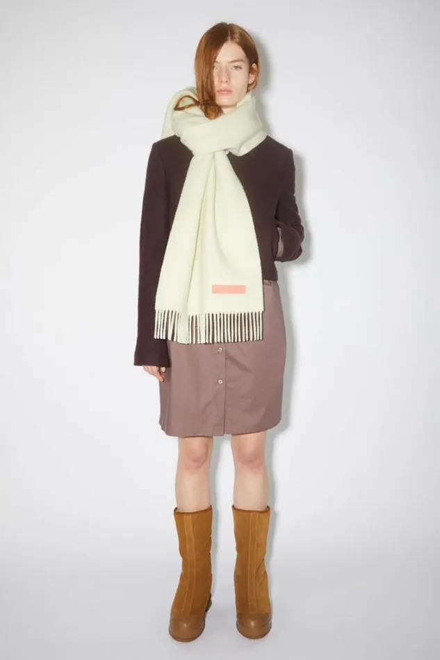 Acne Studios Scarves Woman Rich Wool Fringe Scarf 8211 Narrow Cold White