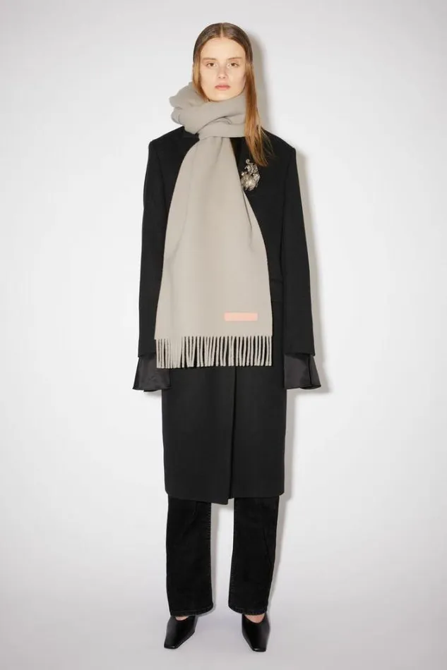 Acne Studios Scarves Woman Rich Wool Fringe Scarf 8211 Narrow Dusty Grey