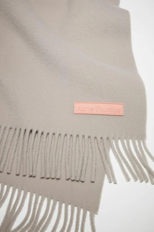 Acne Studios Scarves Woman Rich Wool Fringe Scarf 8211 Narrow Dusty Grey
