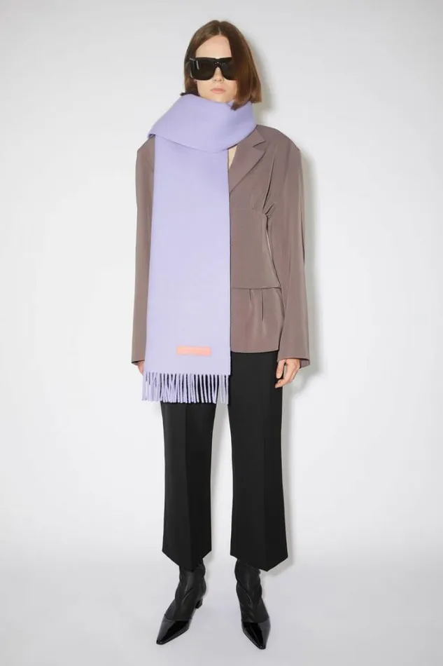 Acne Studios Scarves Woman Rich Wool Fringe Scarf 8211 Narrow Lilac Purple