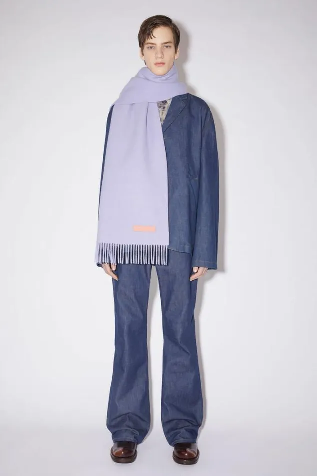 Acne Studios Scarves Woman Rich Wool Fringe Scarf 8211 Narrow Lilac Purple