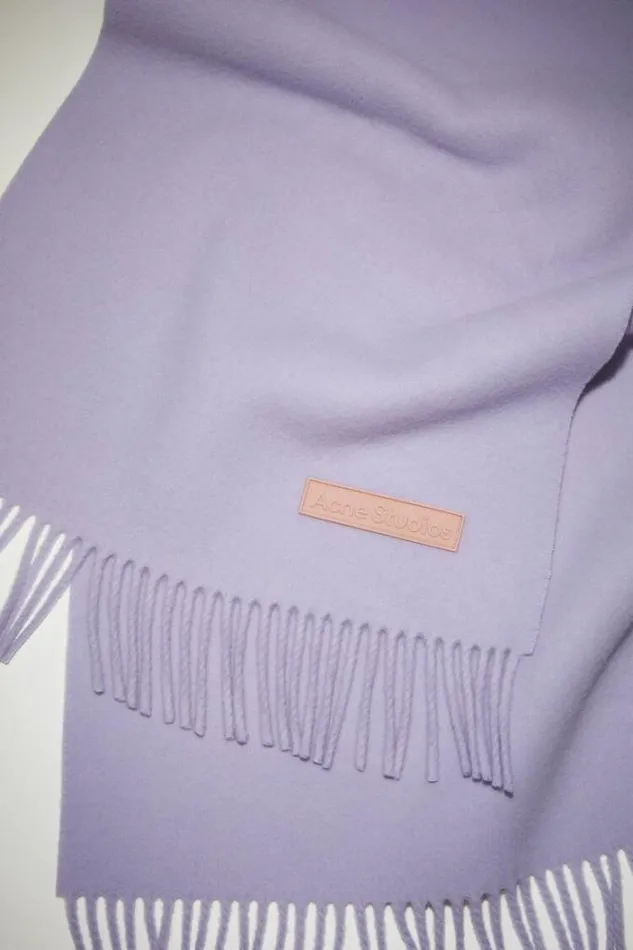 Acne Studios Scarves Woman Rich Wool Fringe Scarf 8211 Narrow Lilac Purple