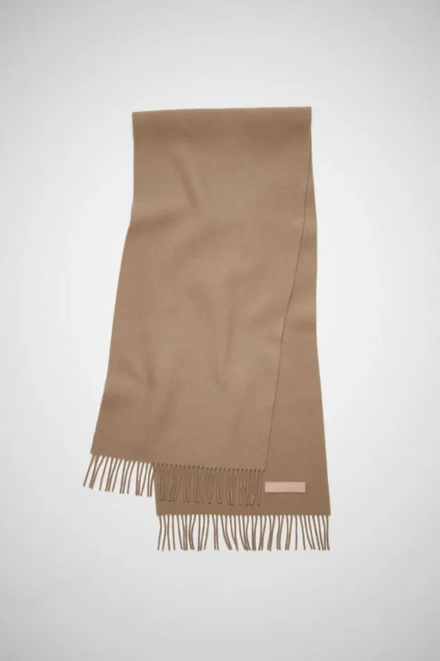 Acne Studios Scarves Woman Rich Wool Fringe Scarf 8211 Narrow Warm Beige