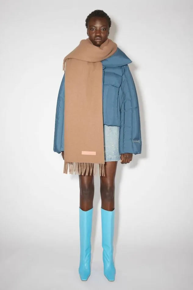 Acne Studios Scarves Woman Rich Wool Fringe Scarf 8211 Narrow Warm Beige