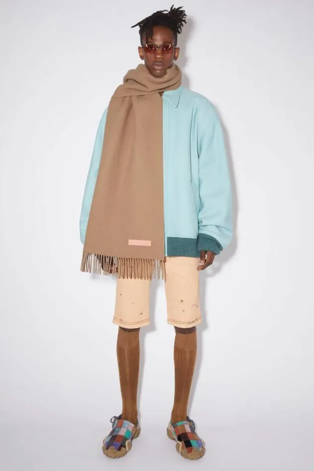 Acne Studios Scarves Woman Rich Wool Fringe Scarf 8211 Narrow Warm Beige