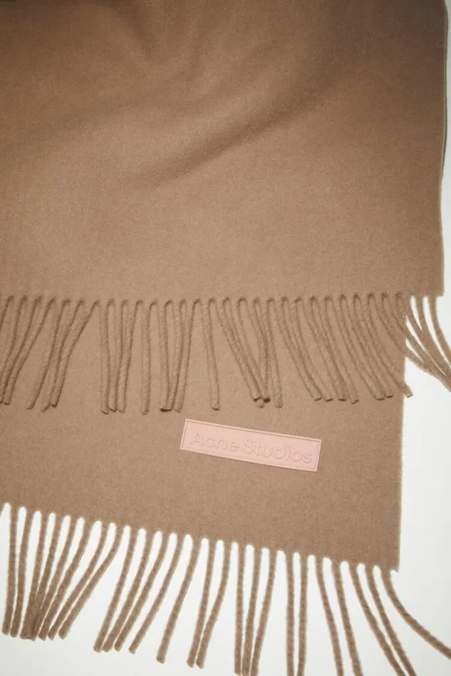 Acne Studios Scarves Woman Rich Wool Fringe Scarf 8211 Narrow Warm Beige