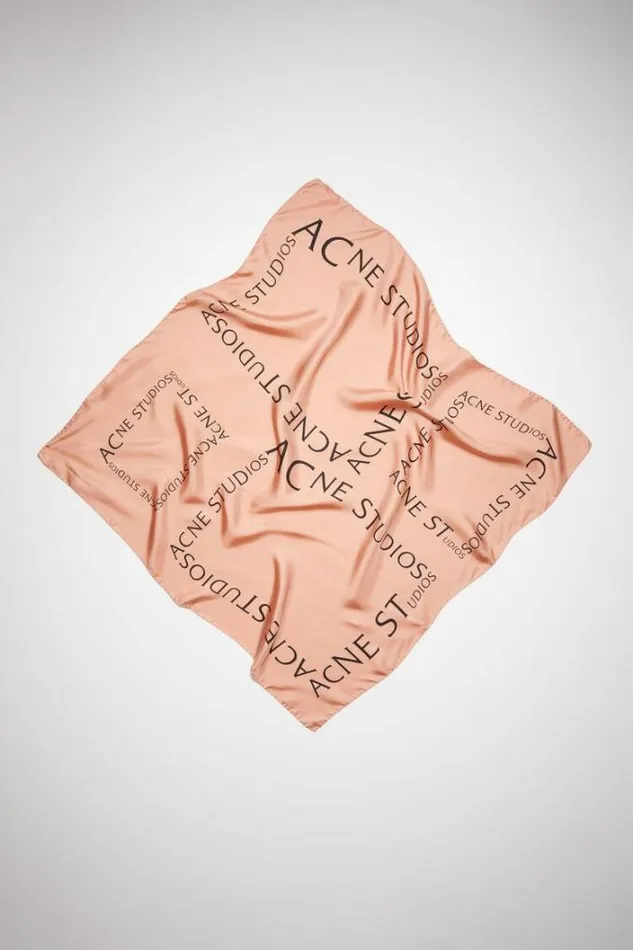 Acne Studios Scarves Woman Silk Logo Scarf 8211 Medium Dusty Pink