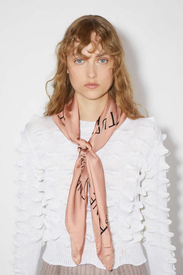 Acne Studios Scarves Woman Silk Logo Scarf 8211 Medium Dusty Pink