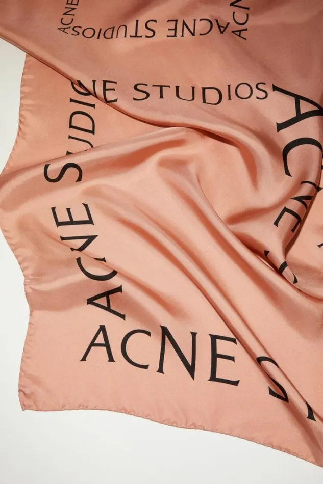 Acne Studios Scarves Woman Silk Logo Scarf 8211 Medium Dusty Pink