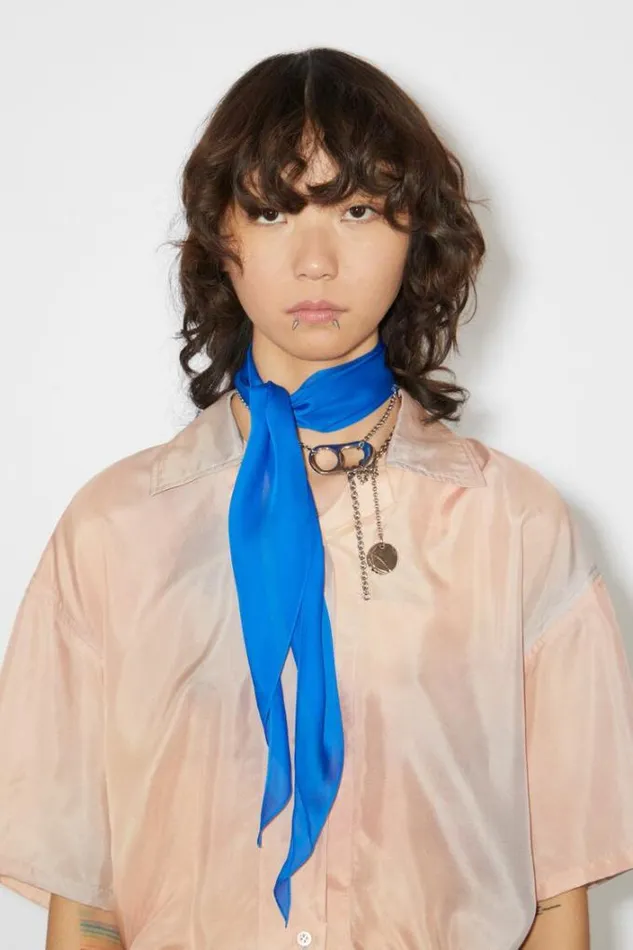 Acne Studios Scarves Woman Silk Scarf Electric Blue