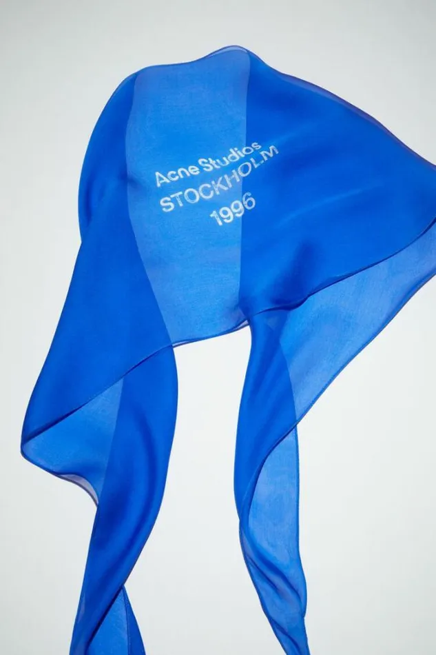 Acne Studios Scarves Woman Silk Scarf Electric Blue