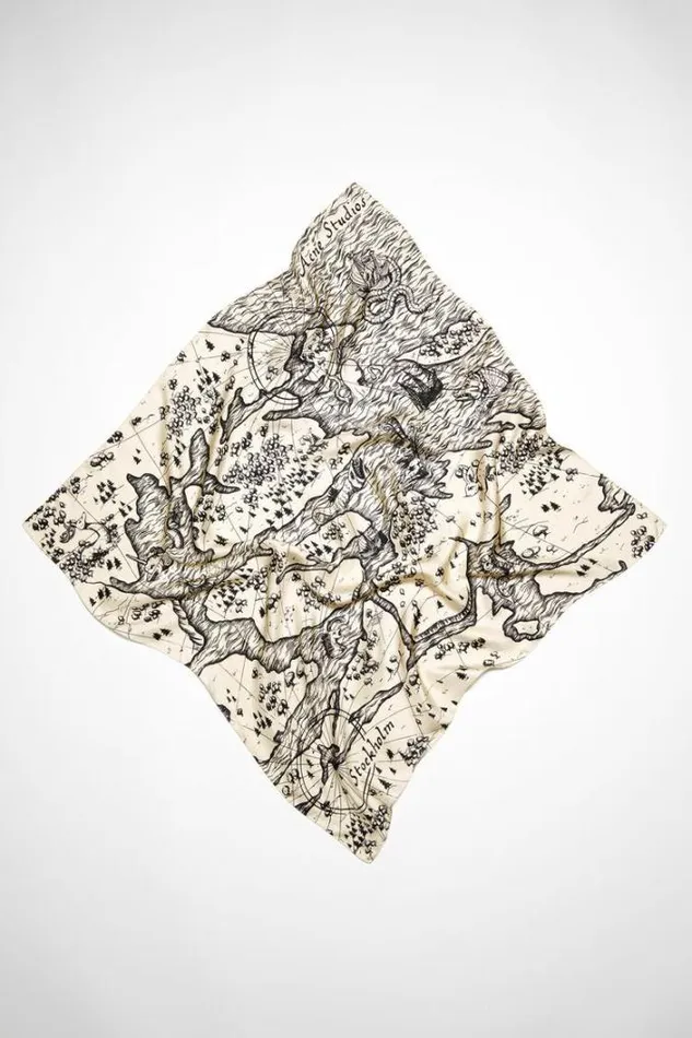 Acne Studios Scarves Woman Stockholm Print Scarf Cream WhiteBlack