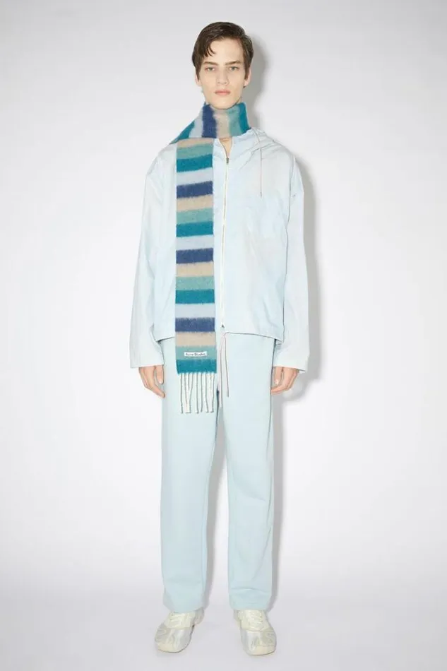 Acne Studios Scarves Woman Stripe Alpaca Wool Scarf BlueGrey