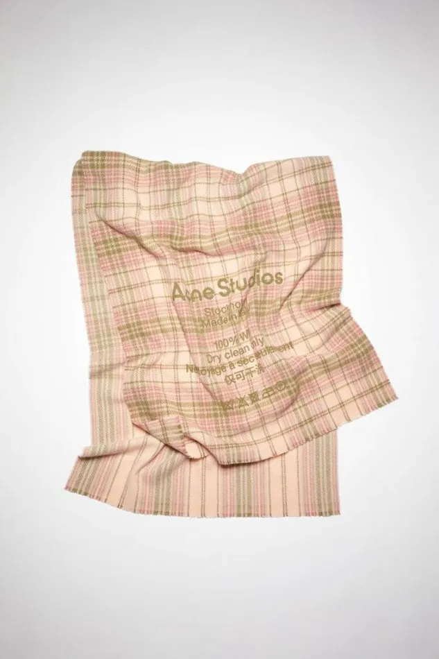 Acne Studios Scarves Woman Tartan Check Scarf PinkKhaki Green