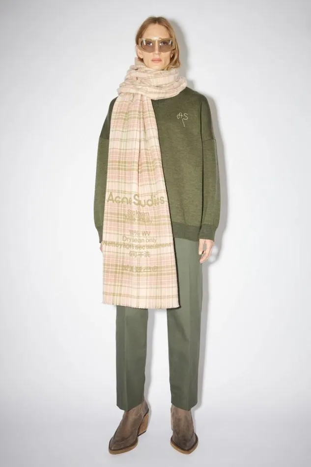 Acne Studios Scarves Woman Tartan Check Scarf PinkKhaki Green