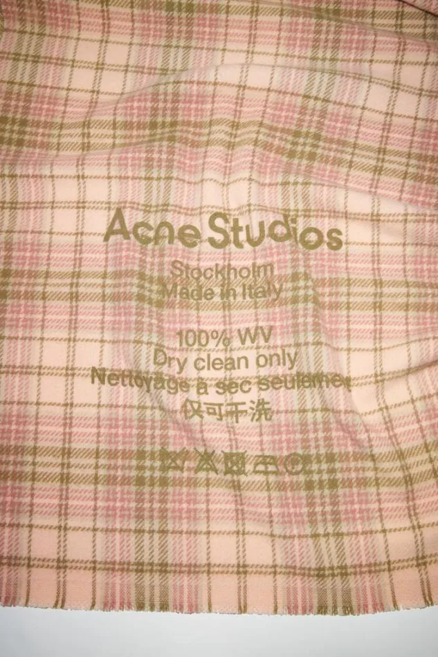 Acne Studios Scarves Woman Tartan Check Scarf PinkKhaki Green