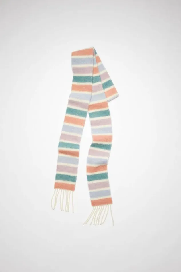 Acne Studios Scarves Woman Woolalpaca Fringe Scarf 8211 Skinny Aqua BluePink