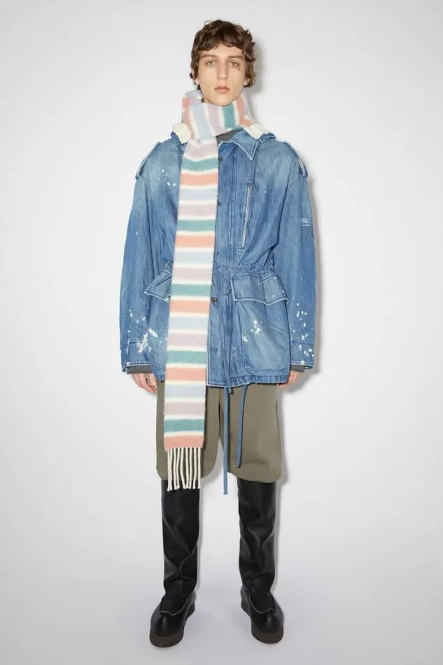 Acne Studios Scarves Woman Woolalpaca Fringe Scarf 8211 Skinny Aqua BluePink