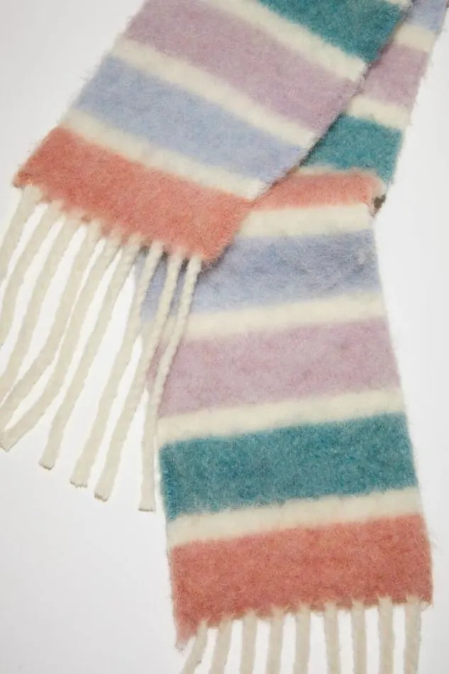 Acne Studios Scarves Woman Woolalpaca Fringe Scarf 8211 Skinny Aqua BluePink