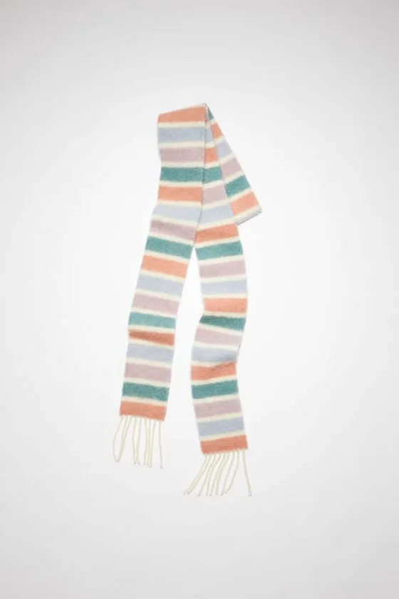 Acne Studios Scarves Woman Woolalpaca Fringe Scarf 8211 Skinny Aqua BluePink