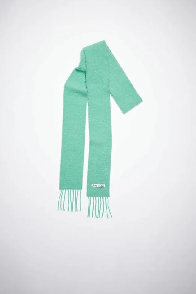 Acne Studios Scarves Woman Woolalpaca Fringe Scarf 8211 Skinny Jade Green