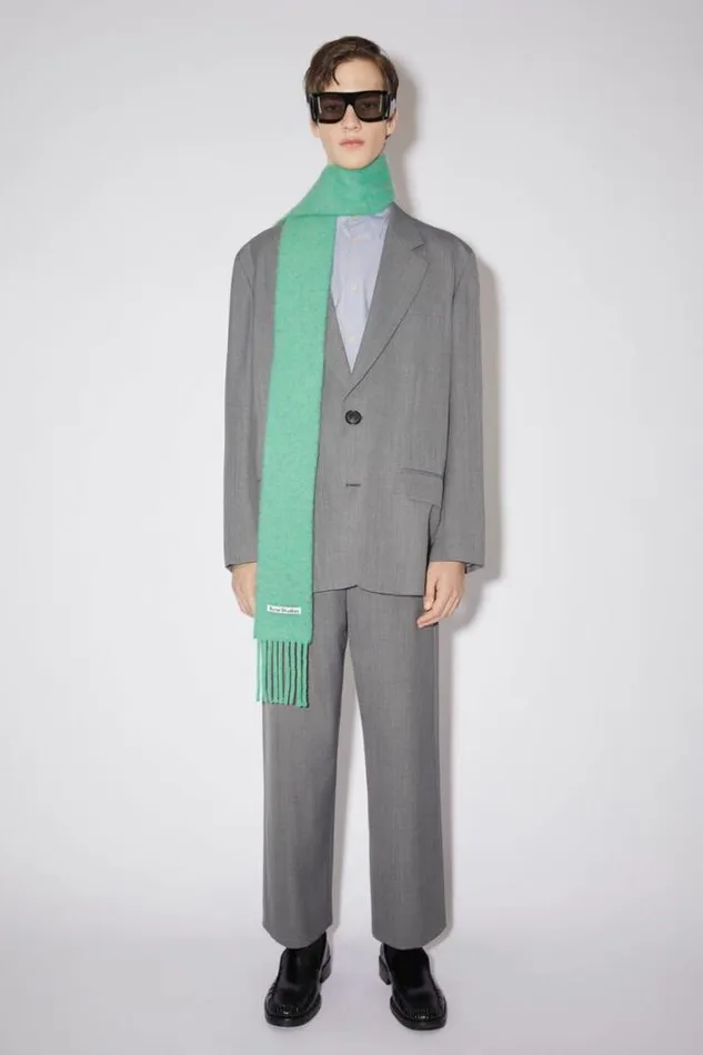 Acne Studios Scarves Woman Woolalpaca Fringe Scarf 8211 Skinny Jade Green