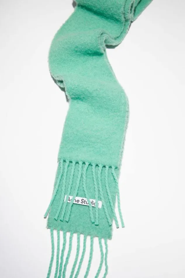 Acne Studios Scarves Woman Woolalpaca Fringe Scarf 8211 Skinny Jade Green